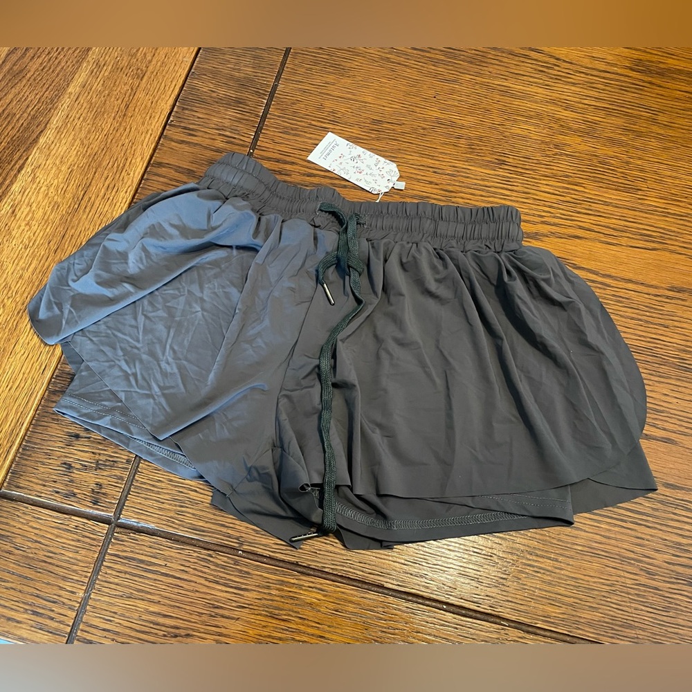 Women's Black Athletic Shorts with Elastic Drawstring Waist